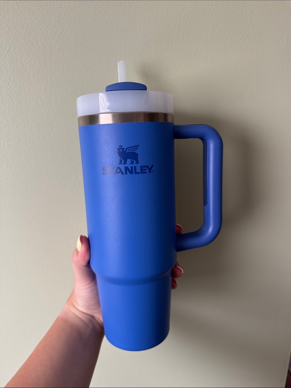 Stanley Blue Insulated Travel Tumbler with Handle and Straw Lid